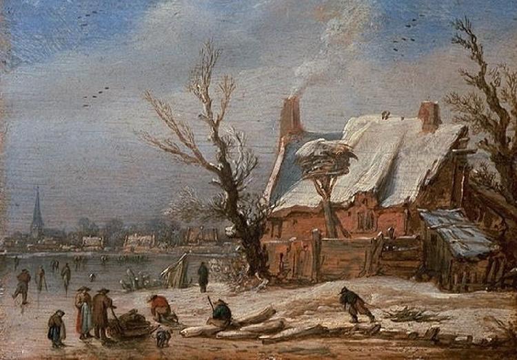 Esaias Van de Velde Winter landscape. Sweden oil painting art